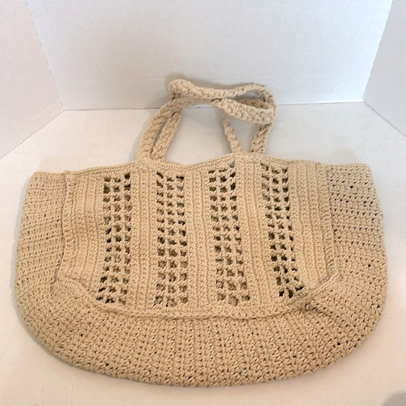 Viral Made In India cream Crochet Beach Bag Satchel Purse Tik Tok NWOT - Picture 4 of 7